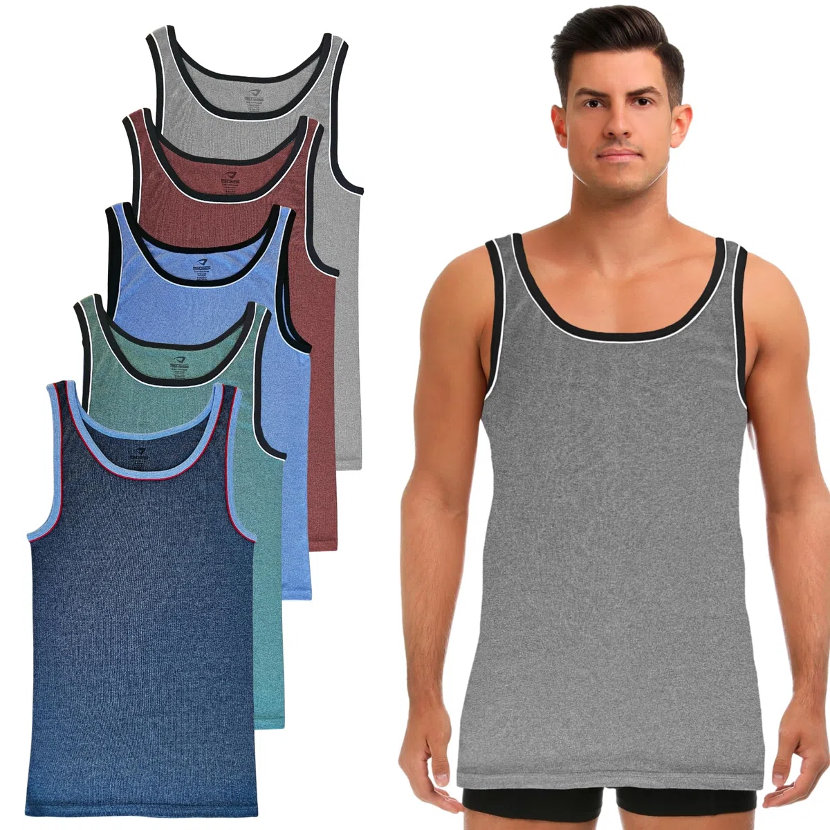 SGS Confezione da 5 Canottiere Uomo Cotone Extra Lungo +12cm - Magliette Intime o Canotte Sportive - Canotta Uomo a Costine S-6XL