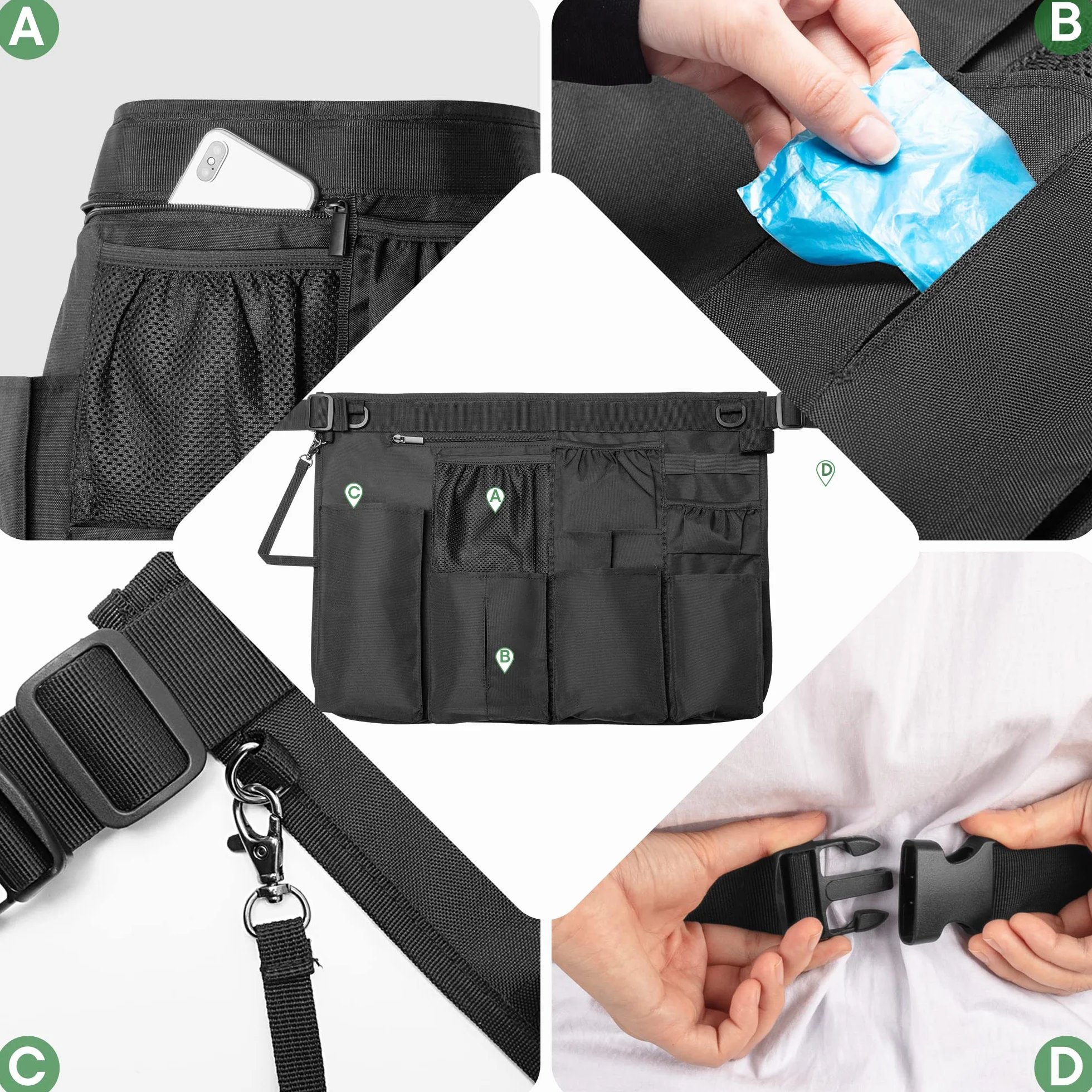 LoDrid Grembiule per la pulizia della casa con 9 tasche, borsa professionale per la pulizia con cintura in vita regolabile, grembiule per la pulizia resistente all'acqua, grembiule per lavoro