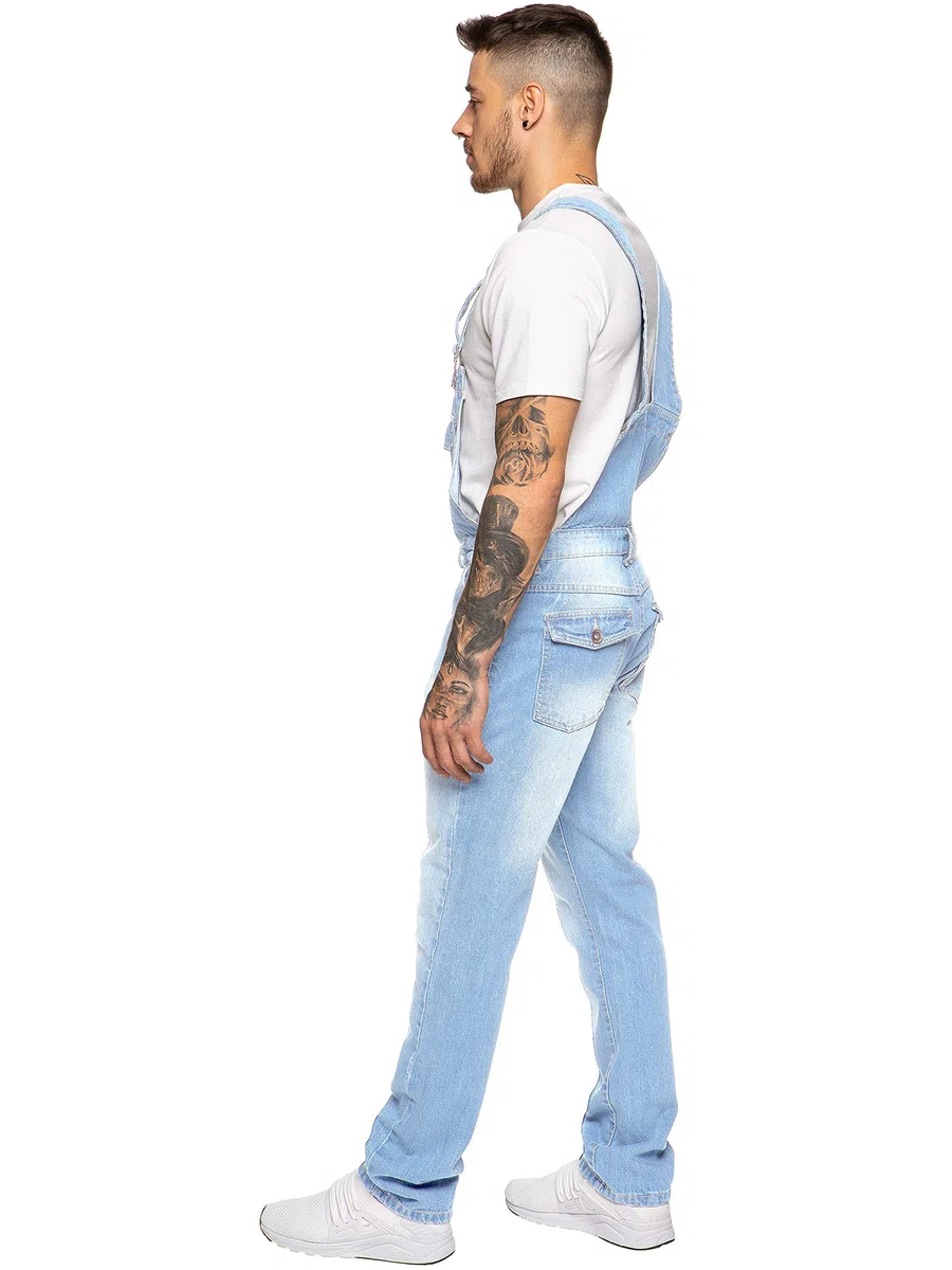 989Zé ENZO Salopette da uomo in denim blu salopette da lavoro alla moda casual jeans 30-50 taglie vita
