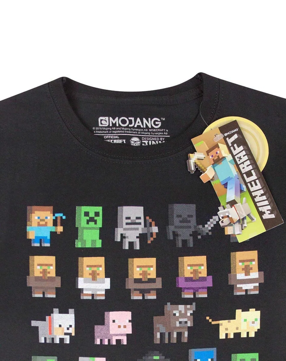 MINECRAFT T-Shirt a Maniche Corte con Personaggi Verdi per Bambini Sprites