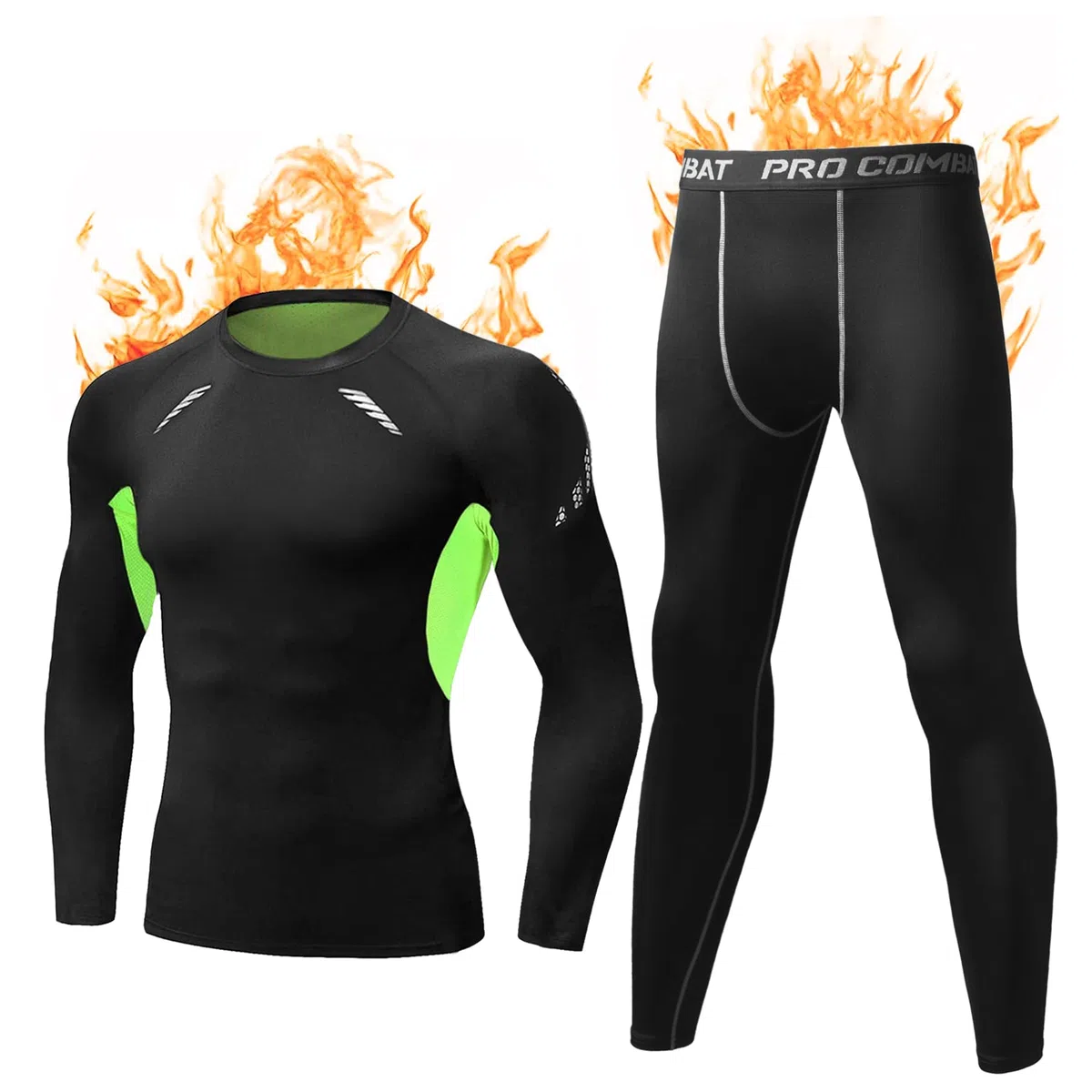 Terecey Intimo Termico Uomo Invernale Traspirante,Biancheria Termica Set Uomo Asciugatura Rapida,Completo Intimo Termico Uomo Felpata,Intimo Termica Compressione Uomo,per Sci Corsa S-XXL