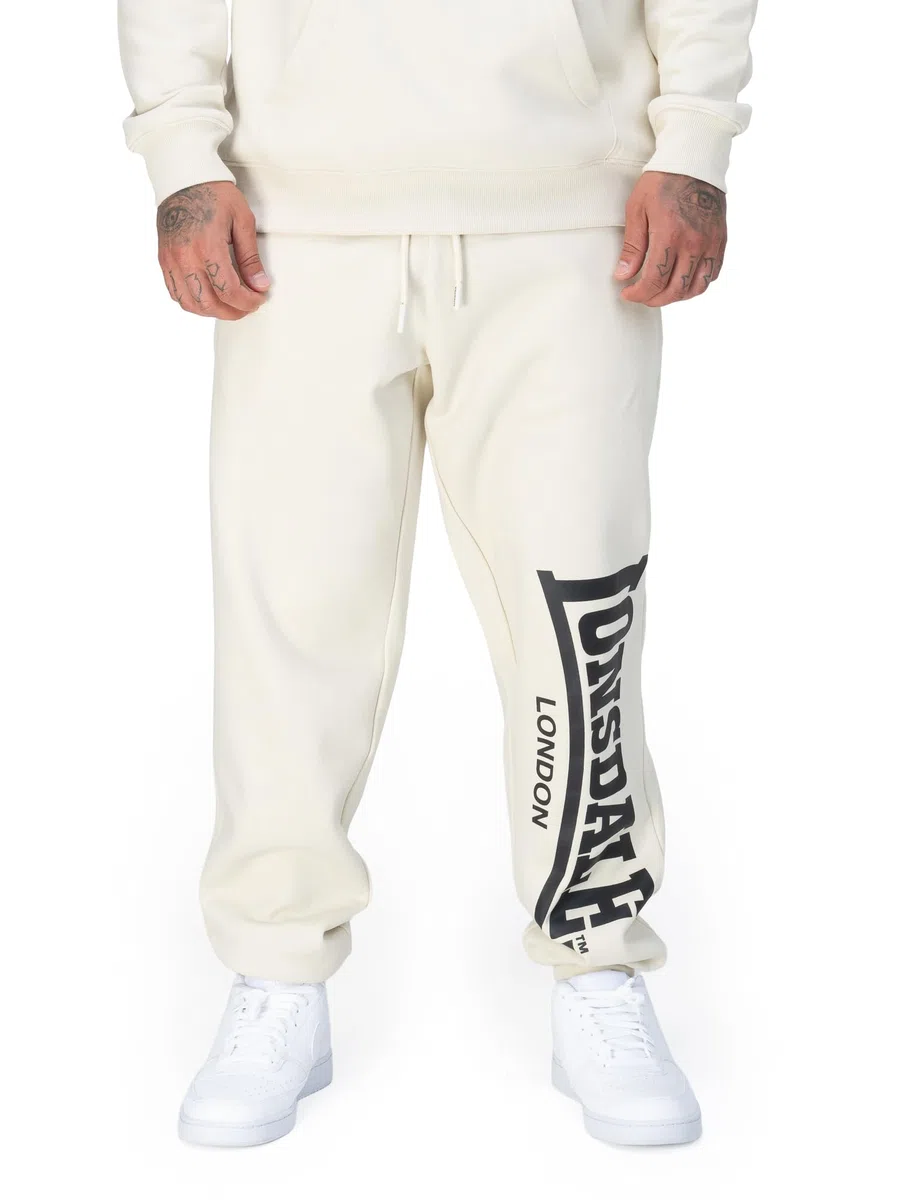 Lonsdale London Logo Large Uomo Pantaloni Tuta Nero Relaxed