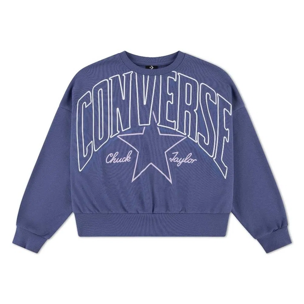 Converse Relaxed Bocy Graphic Crew Pullover Bambine e Ragazze (Pacco da 1)