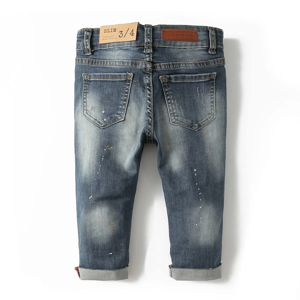 KIDSCOOL SPACE Jeans Slim da Bambina, Fascia Elastica per Bambini all'Interno di Pantaloni di Jeans Strappati