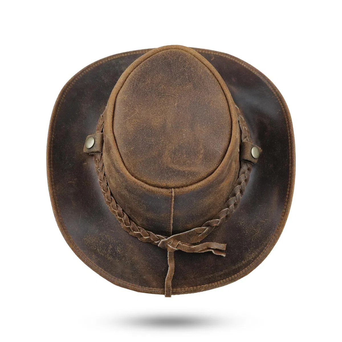 Leatherick Cowboy Australiano Unisex Stile Occidentale Due Toni Nero Marrone Outback Vera Pelle Australiana Bush Cappello