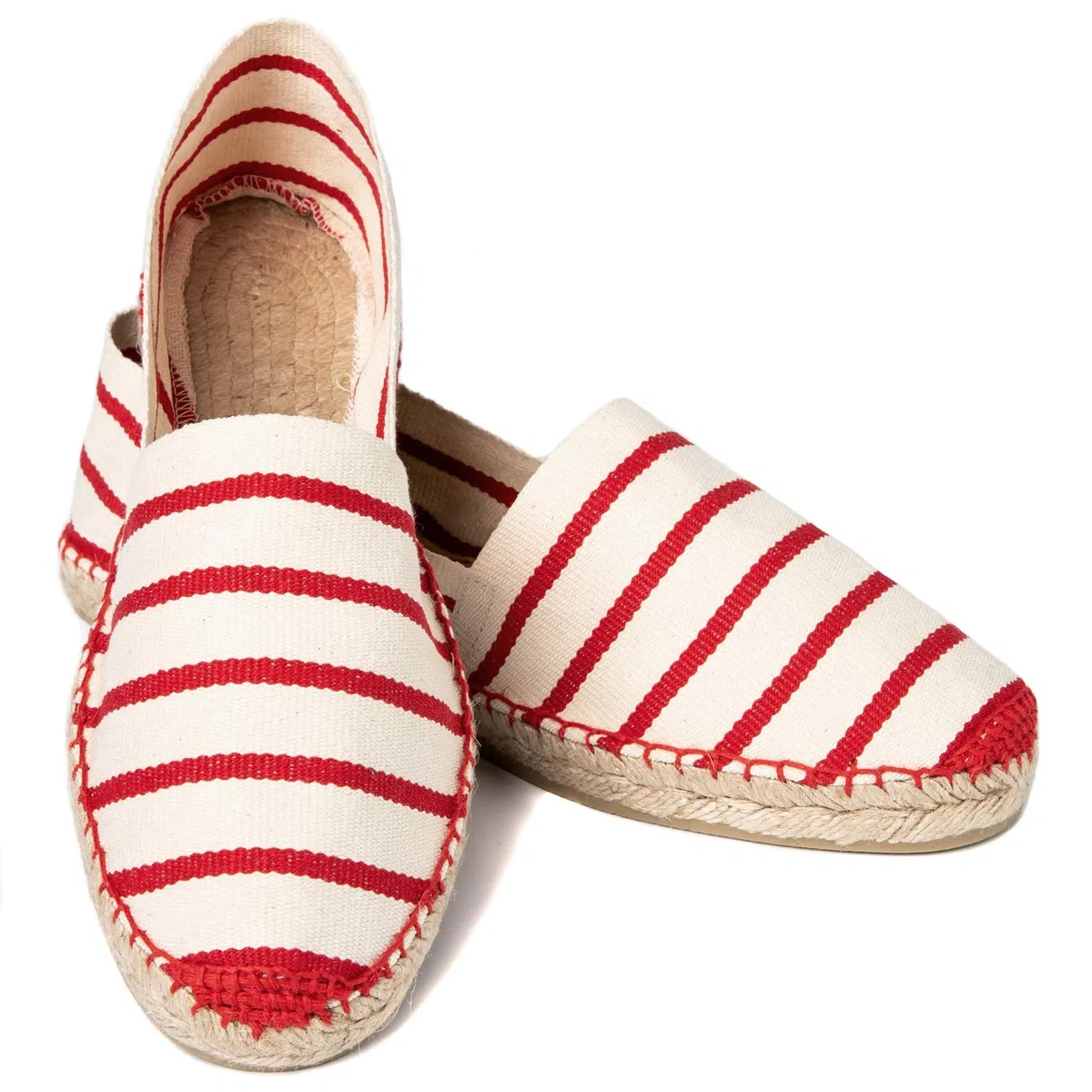weltenmann Formentera – Espadrillas Slip-on Classiche in Cotone a Strisce con Borsa di Stoffa, 41-46, Handmade in Spain