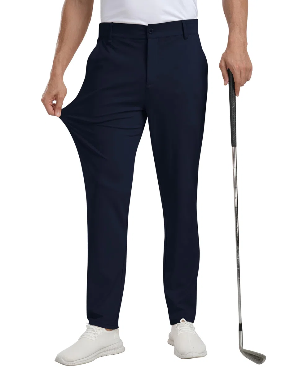 MoFiz Pantaloni da Golf Uomo Pantaloni Elasticizzati Slim Fit Business Sportivi Lunghi Pants con 5 Tasche 30"/32"