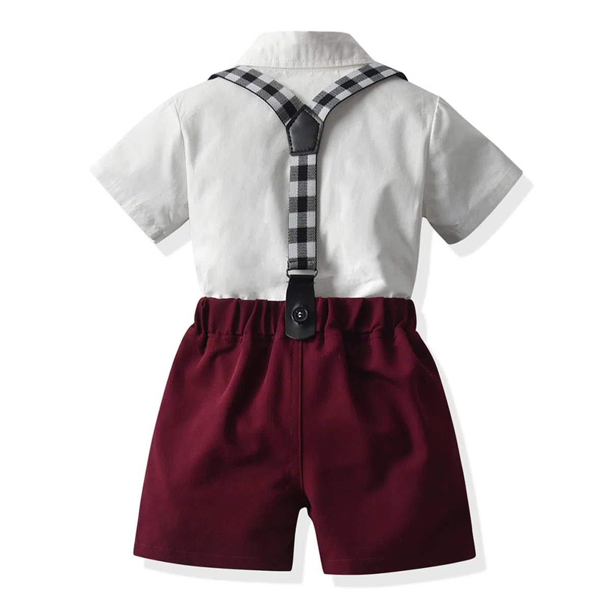 Bimbo Completini e Coordinati Gentiluomo, Completo Cerimonia Bambino Pantaloncini con Bretelle + Camicia e Papillon per Ragazzi