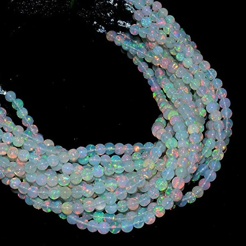 Naturale AAA + etiope Welo Pietra preziosa Opale Fuoco 5mm Perline Lisce Rotonde | 8 Pollici Strand | Perle di Opale Welo con Pietre preziose semipreziose Opale etiope