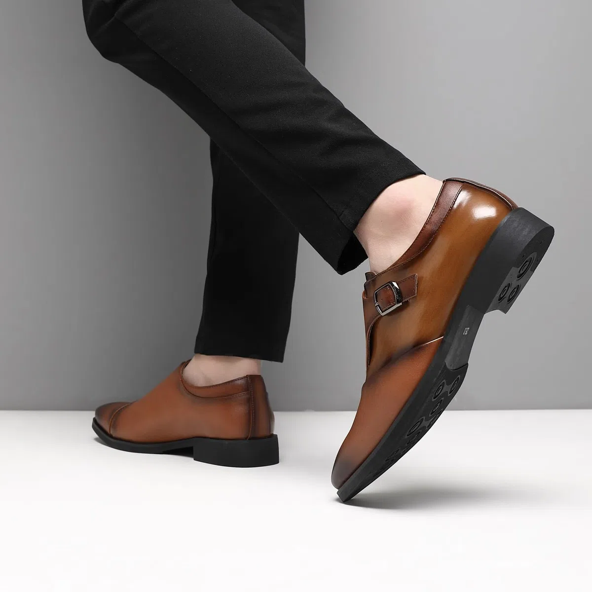 SANNAX Scarpe da Uomo Monk Stile Classico - Scarpe Casual Formali da Lavoro per Sposi