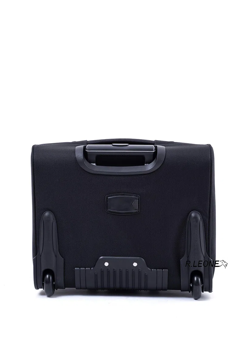 R.Leone Valigia bagaglio a mano 2 Ruote rinforzate Pilota Poliestere Stoffa adatto easyjet 45X36X20 (Nero)