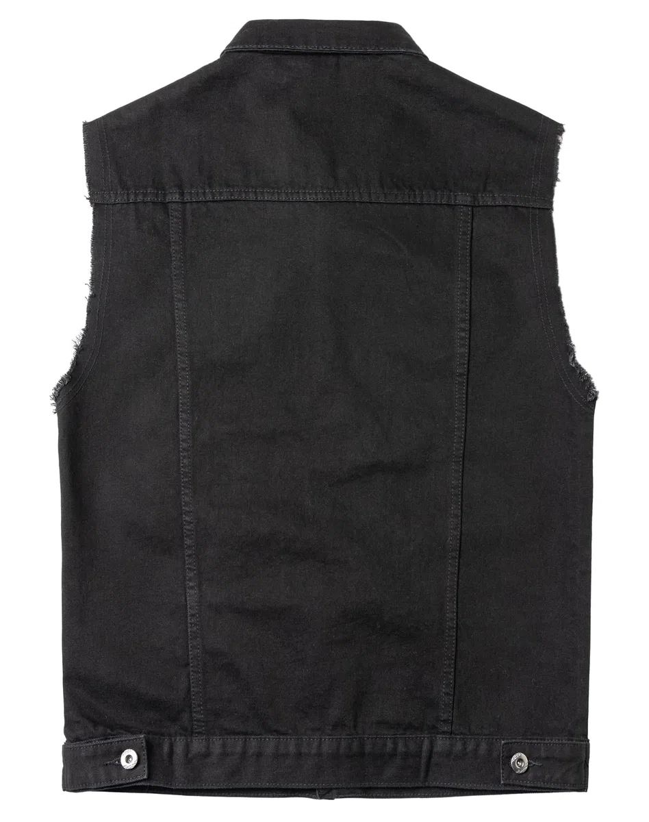 Gilet di Jeans da Uomo Estivo Vintage Gilet Strappato Smanicato Biker Giubbotto Jeans Senza Maniche