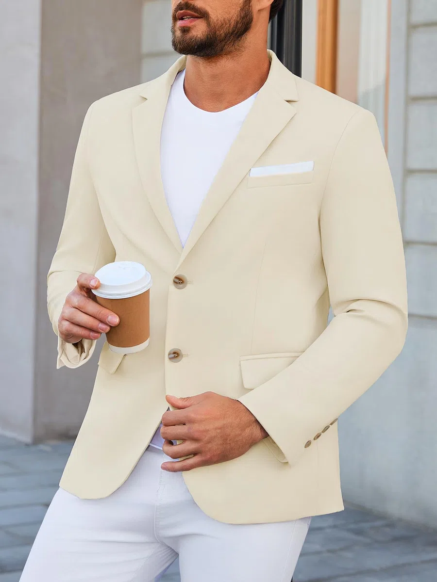 Runcati Sakko - Giacca da uomo a maniche lunghe, slim fit, in tinta unita, per lavoro, matrimonio, tempo libero