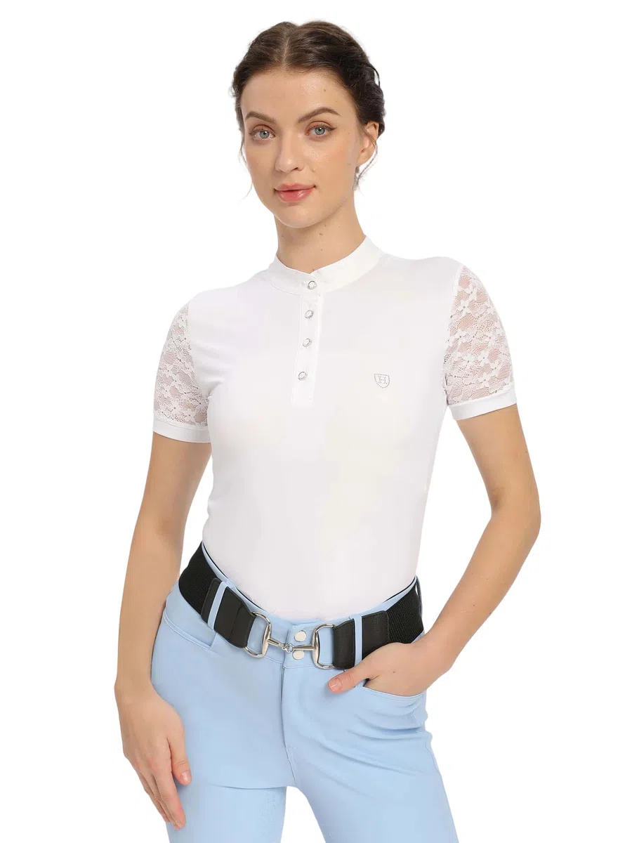 Harrison Howard Camicia da esposizione in pizzo a maniche corte traspirante con grazioso top in pizzo posteriore