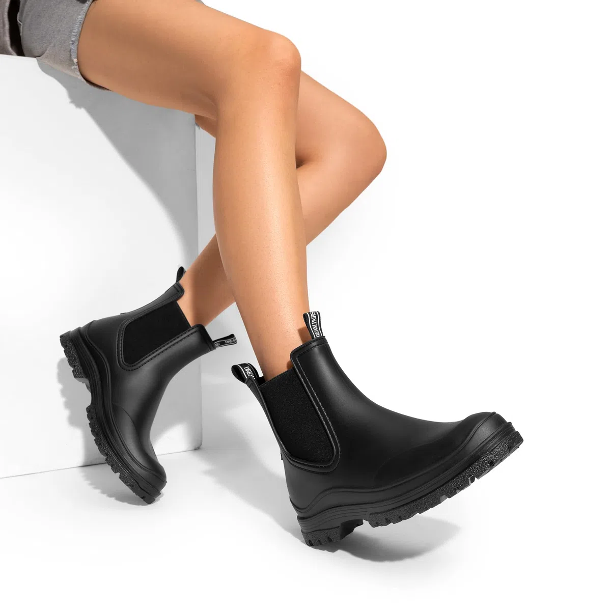DREAM PAIRS Stivali di Pioggia Donna, Stivali Chelsea di Gomma Alla Caviglia Impermeabili Antiscivolo Comodi