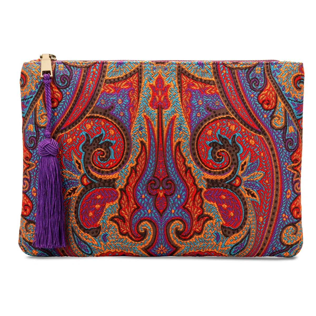 Otto Angelino Pochette di Design da Donna in tessuto con Nappina sulla Zip - Perfetta per organizzare la borsa, per trucchi, chiavi, specchietto e carte di credito, come pochette per la sera