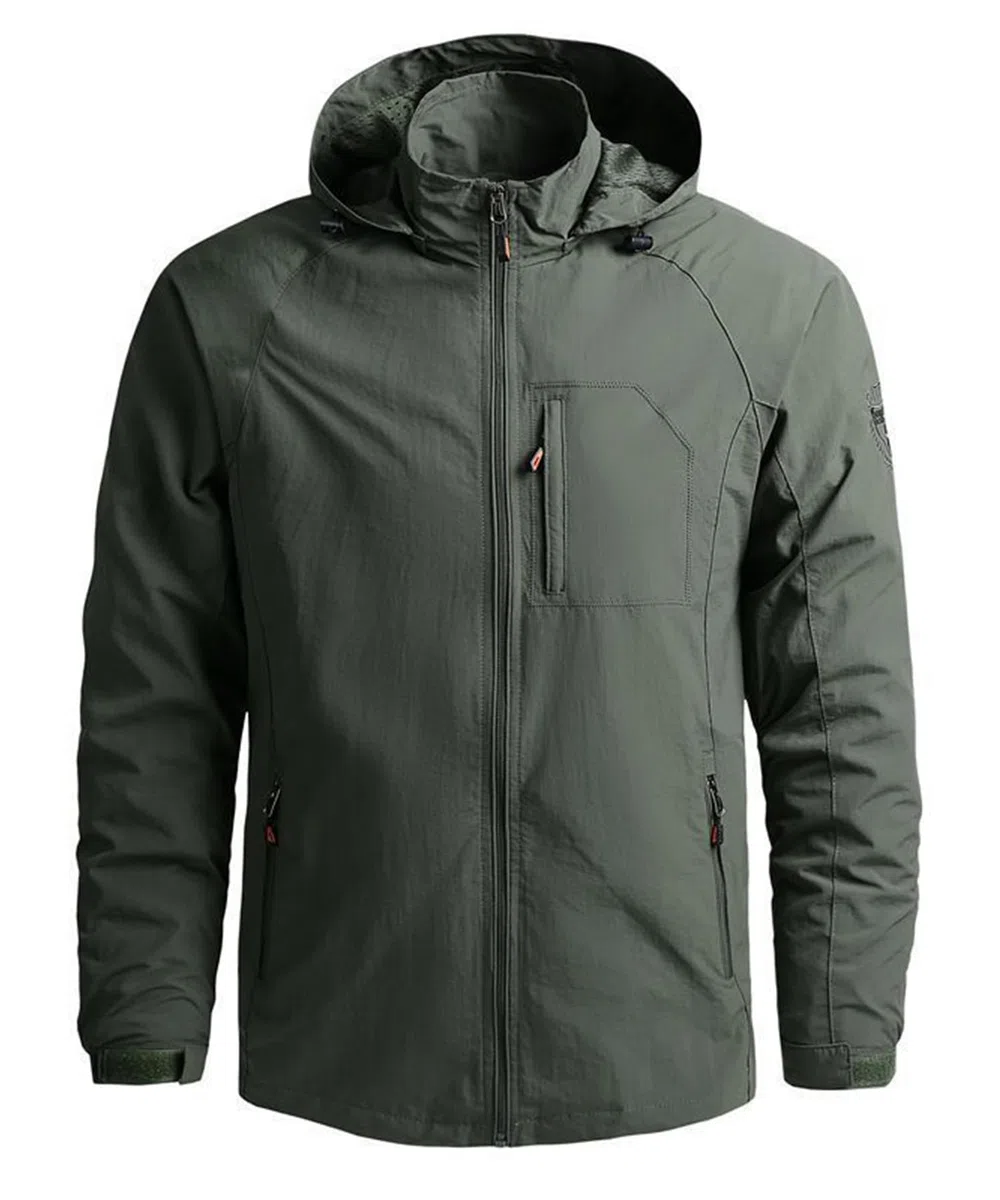 Giacca Softshell da Uomo Giacca da Esterno Antivento Casual Sportivo Leggero Giacca a Vento Giubbotto da Trekking Montagna impermeabile con cappuccio staccabile