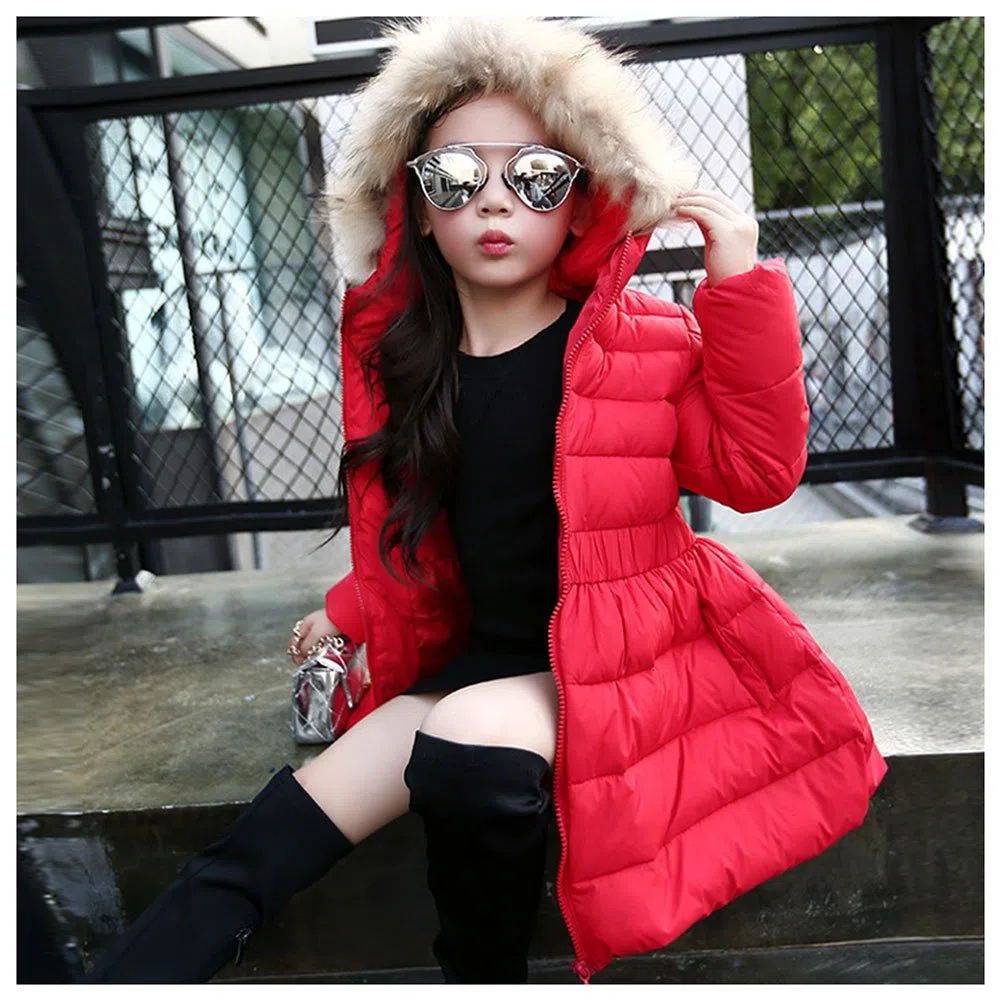 Piumino Bambina Invernale Giacca Bambina Piumino lungo Cappotto per Bambini Elastic