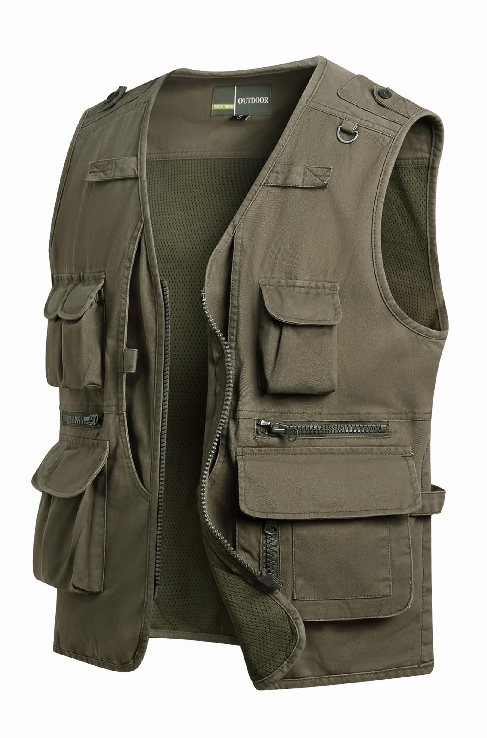 Uomo All'aperto Gilet Multi-Tasca di Cotone, Casual Leggero Traspirante Senza Maniche Fotografi Utility per Pesca Campeggio Sport