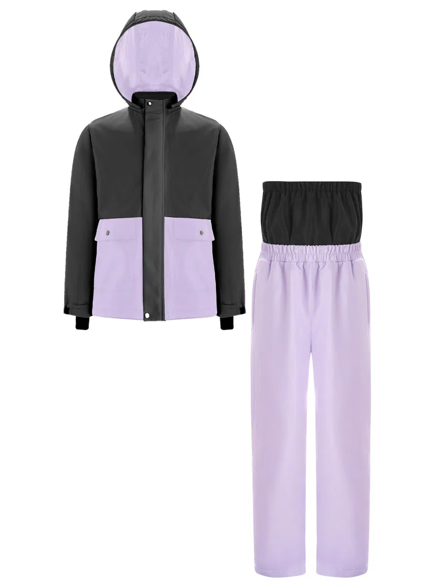 CHICTRY Tuta da Sci Bambina Unisex Completo da Neve Giacca con Cappuccio Rimovibile e Pantaloni Cappotto Caldo Adatto Per Sport Invernali e Attività Outdoor