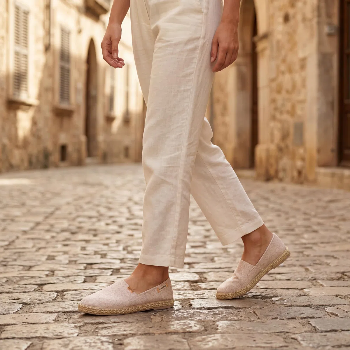 GLAMORA Espadrillas da donna Sparto Tela Slip On Traspiranti Leggere, Suola in iuta antiscivolo confortevole tessile piatto Soletta comfort flessibile tessuto elasticizzato vestibilità leggera