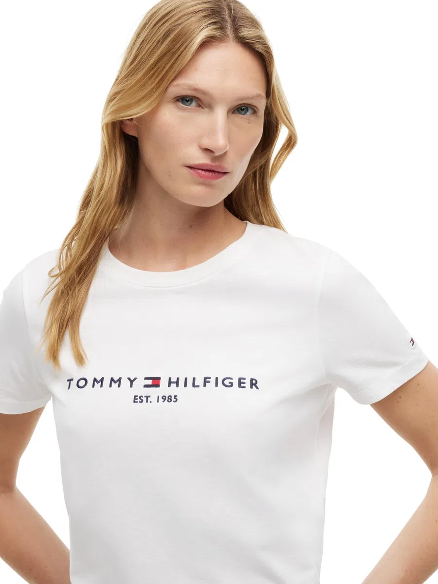 Tommy Hilfiger T-shirt Maniche Corte Donna New Crew Neck Tee Slim Fit