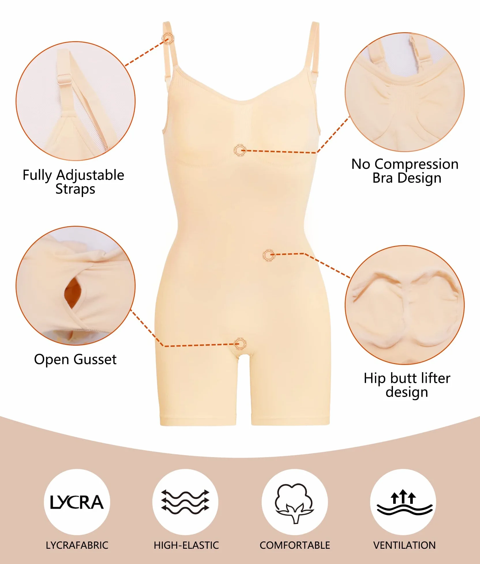 SHAPERX Body Contenitivo Modellante Donna Intimo Guaina Contenitiva Snellente Shapewear Bodysuit Invisibile Shaper