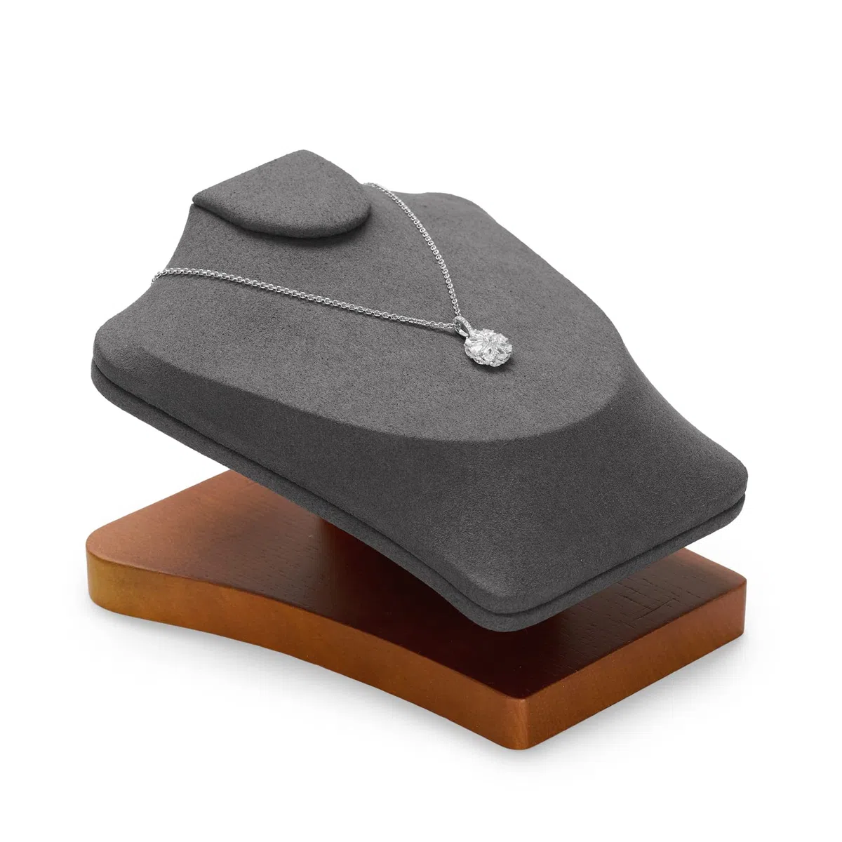 Oirlv Espositore Per Collane In Legno Massiccio, Espositore Per Gioielli Da Centro Commerciale, Espositore Per Gioielli A Busto Di Collana (Grigio Scuro)