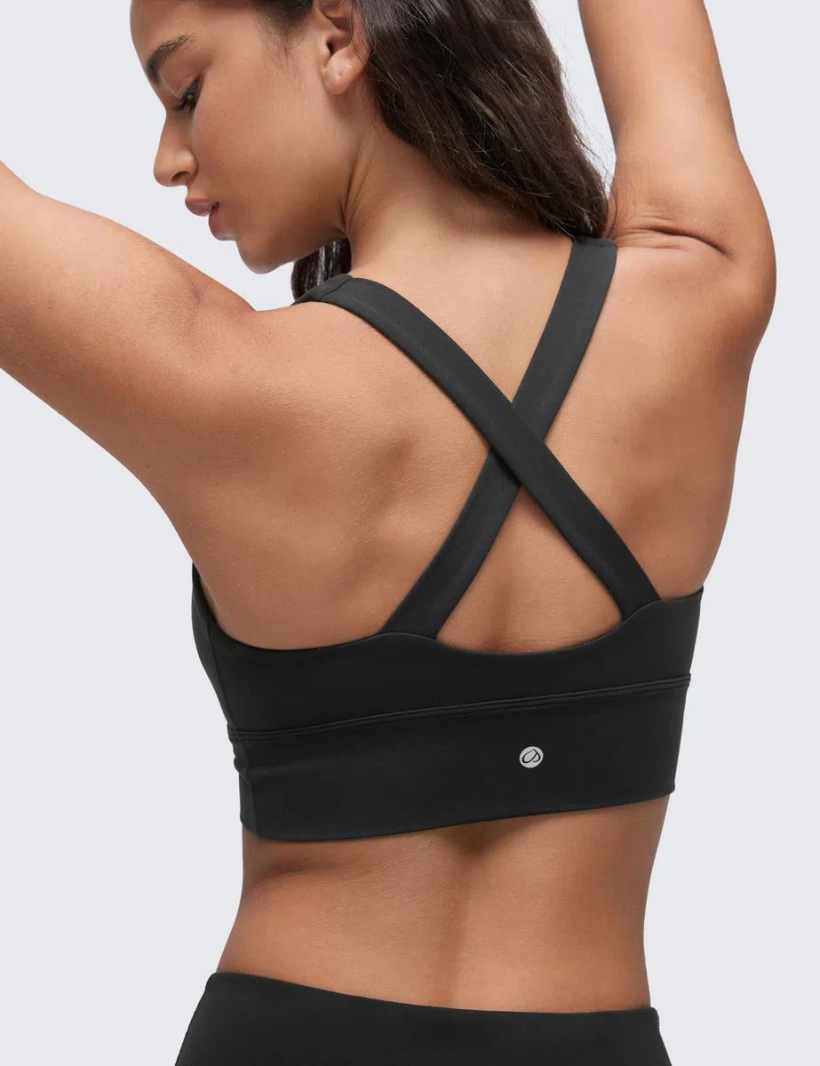 CRZ YOGA Butterluxe Donna Increspato Sport Reggiseni Collo a V Incrocio Schiena Yoga Canotta Tops