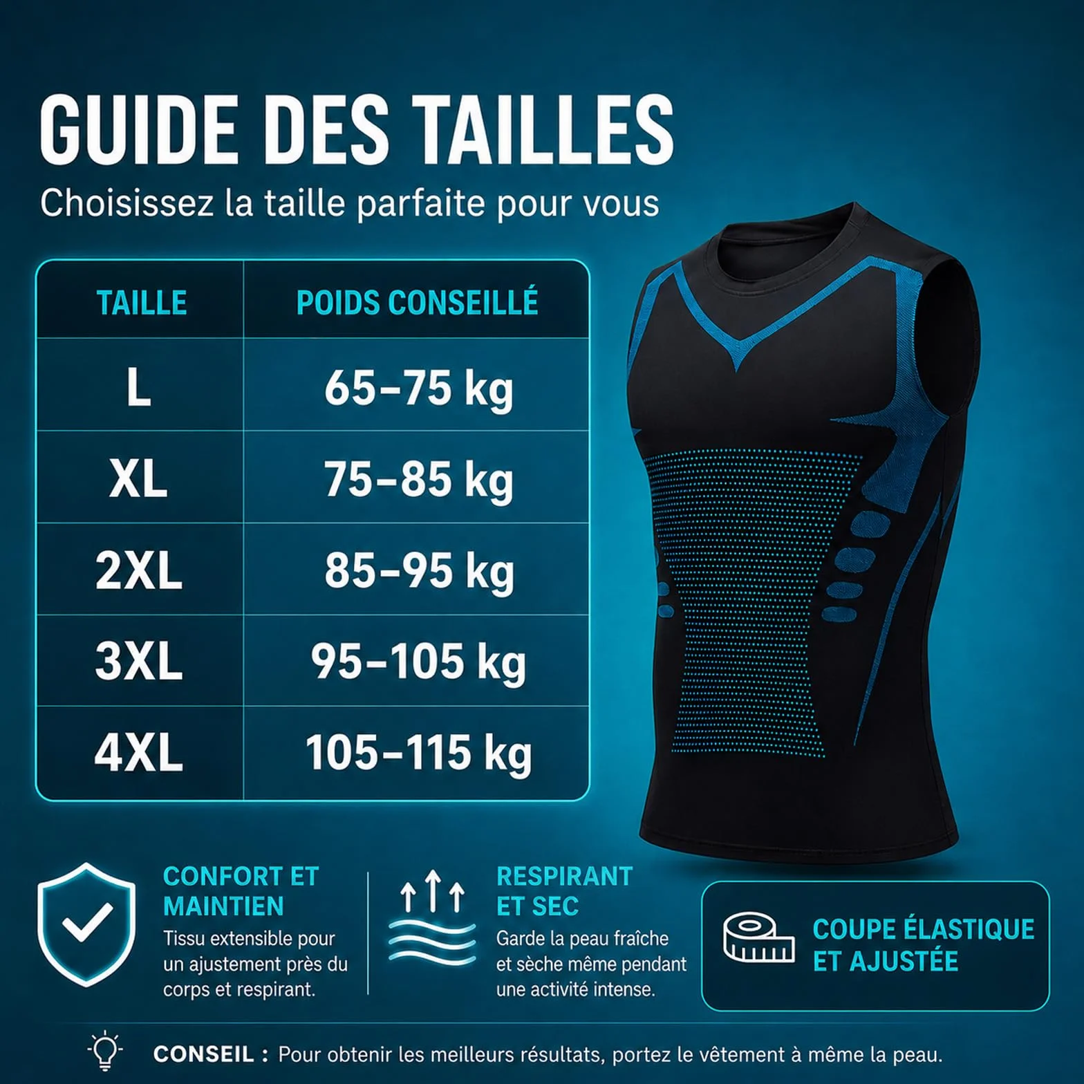 Reiteag Massefit Canotta Compressiva Modellante, Massefit Maglia, Leggero E Traspirante, Tessuto Elasticizzato, Ideale per L'atletica Leggera, La Corsa E L'allenamento Quotidiano