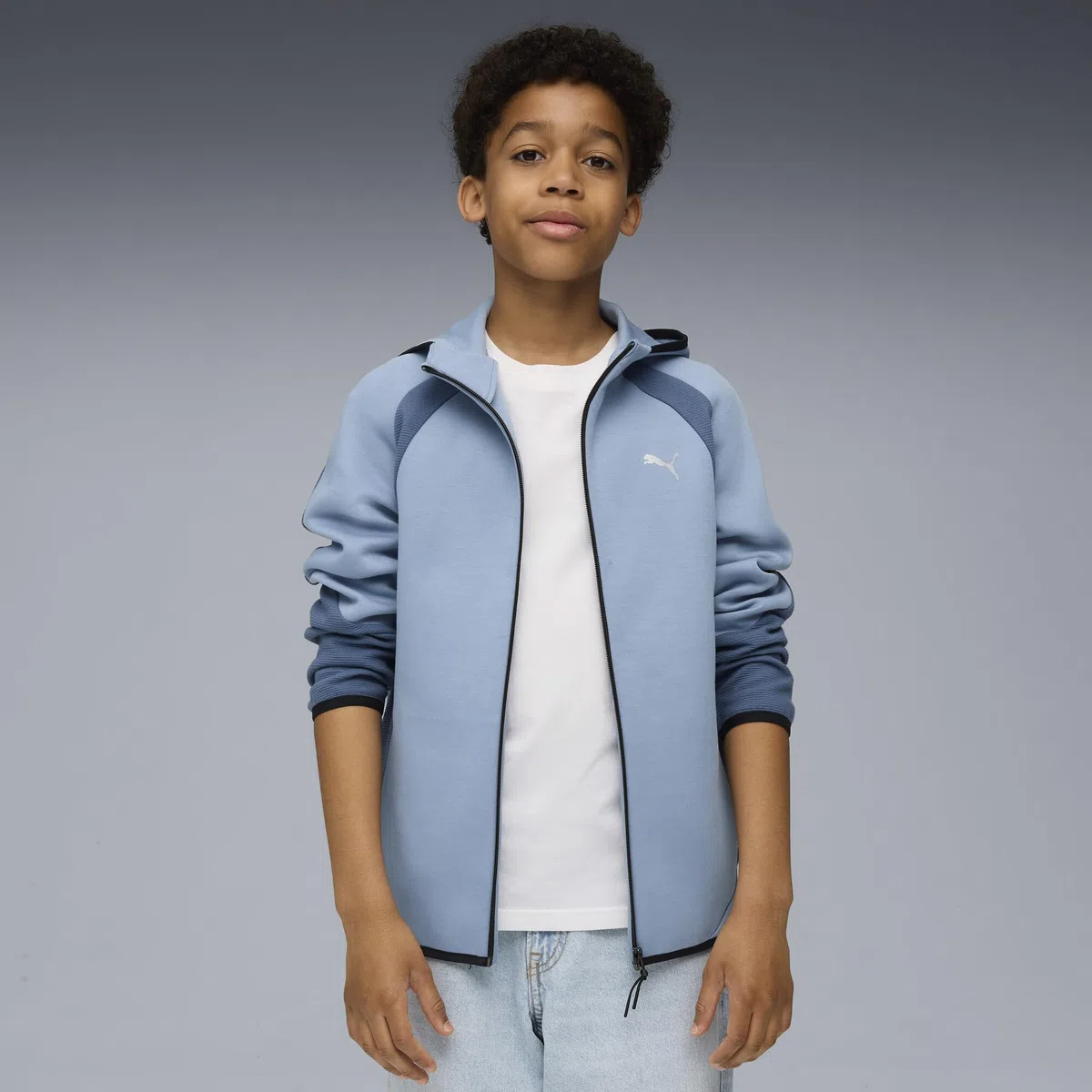 Puma Evostripe Full-Zip Hoodie Dk B Giacche di Sudore Bambini e Ragazzi (Pacco da 1)