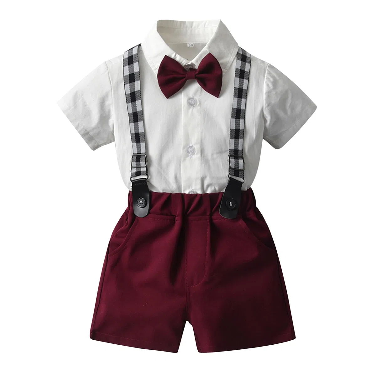 Bimbo Completini e Coordinati Gentiluomo, Completo Cerimonia Bambino Pantaloncini con Bretelle + Camicia e Papillon per Ragazzi