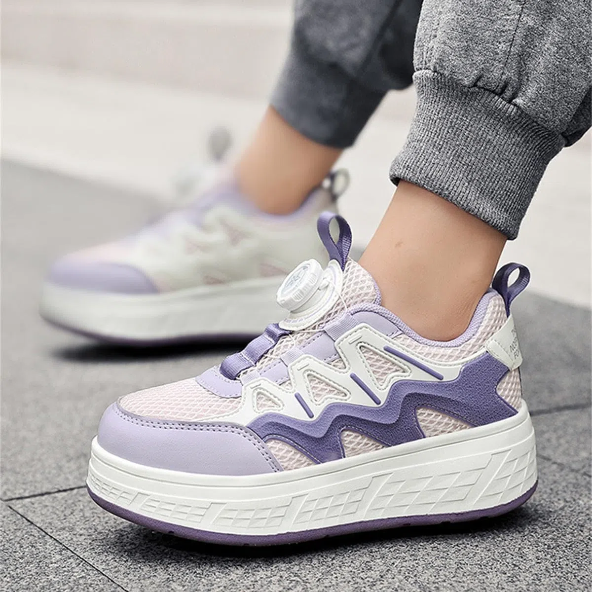 Mateju Scarpe con Rotelle Bambini Ragazza e Ragazzo, Scarpe da Skateboard Sportive all'aperto Traspirante 2 in 1 con 4 Ruote Rimovibili, Scarpe da Ginnastica Adolescente con Ruote