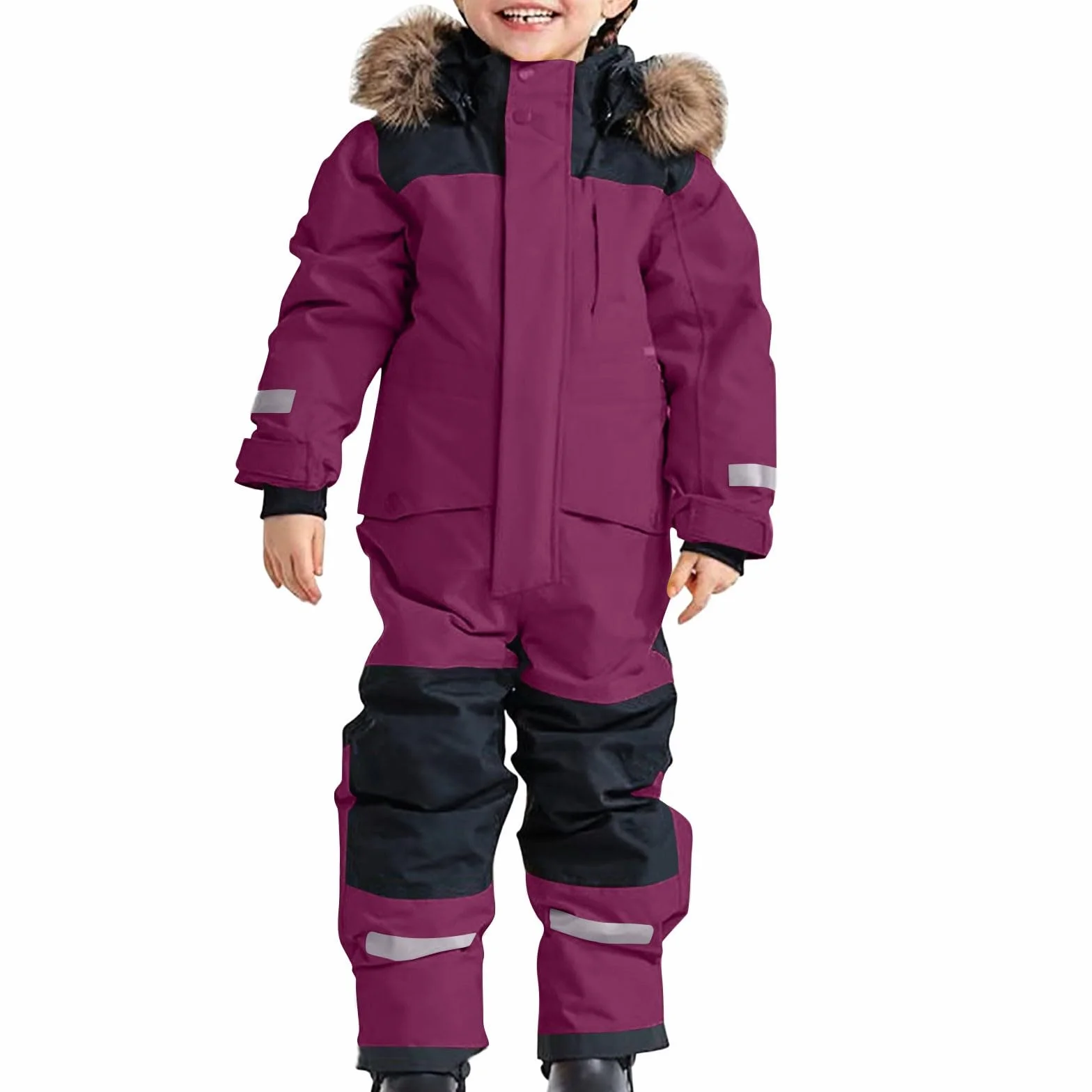 Tuta da neve per bambini, per bambini, da sci, termica, invernale, calda, antivento, con tuta da fango rimovibile, per attività all'aperto, in softshell, per bambini