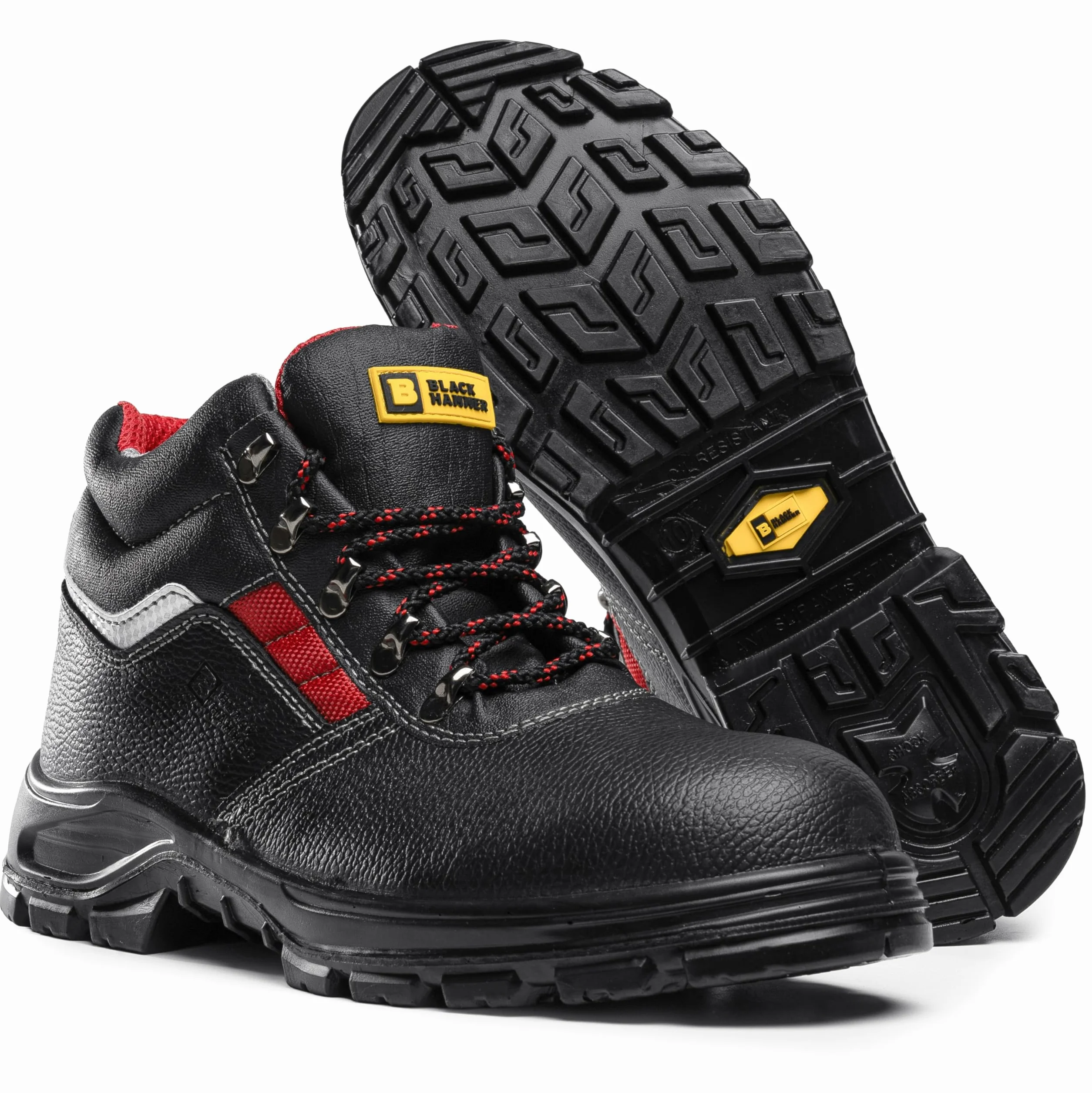 BLACK HAMMER Scarpe Antinfortunistiche Maschili in Pelle Scarpe Antinfortunistiche Maschili S3 SRC Scarpe da Lavoro in Pelle con Punta in Ferro Uomo 5993