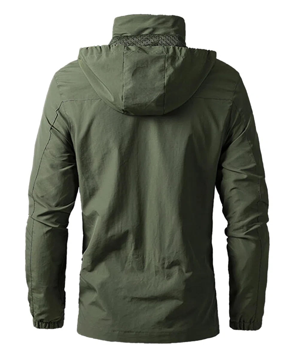 Giacca da uomo con cappuccio Casual Sportivo Leggero Softshell Jacket Antivento impermeabile per Esterni Giacca Multitasche Giacca a Vento Arrampicata Abbigliamento da Trekking