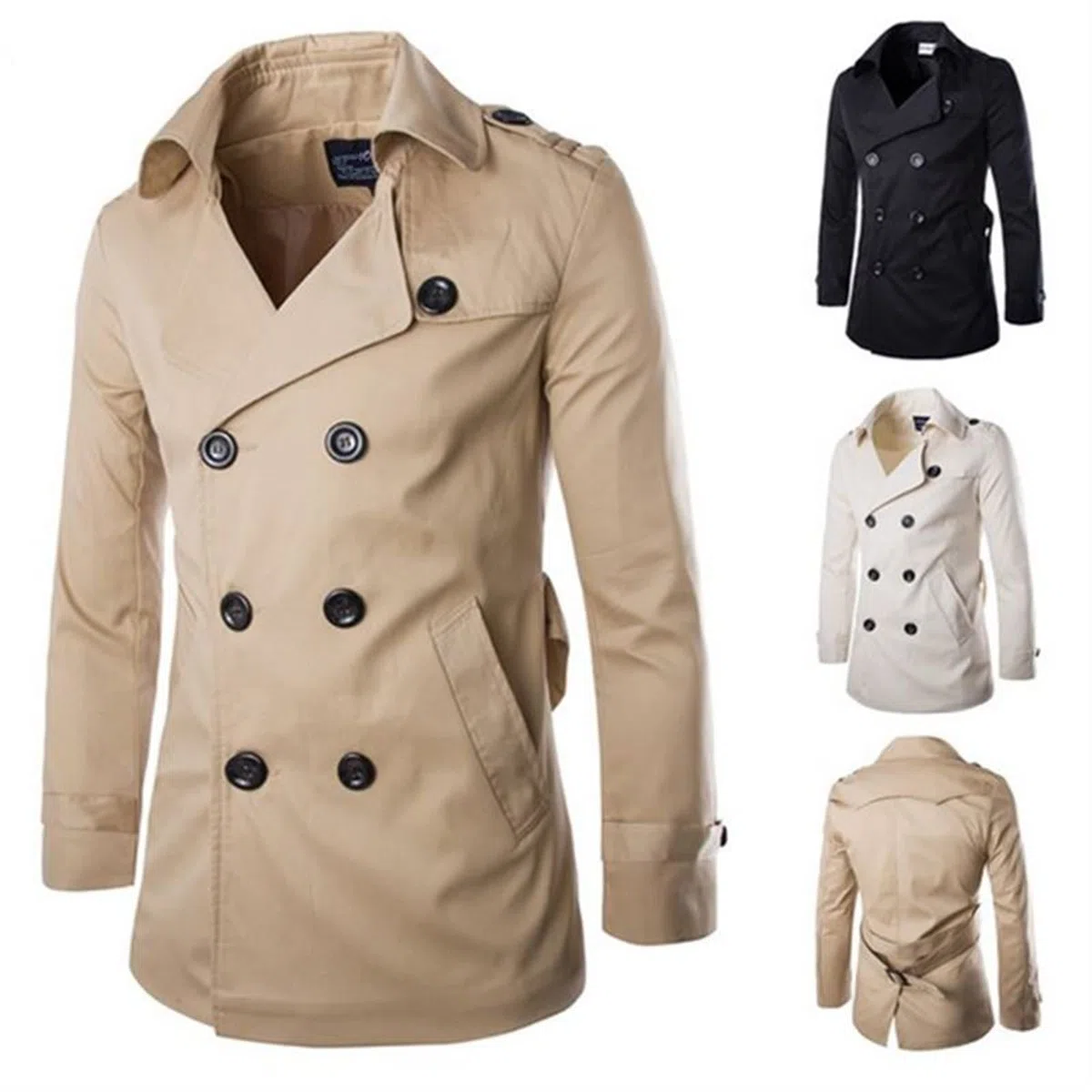 Trench Coat Uomo Primavera Autunno Doppio Bresed Trench Coat Uomo Abbigliamento Abbigliamento Medio E Long Giacche Cappotto Cappotto (Color : Black, Size : Medium)