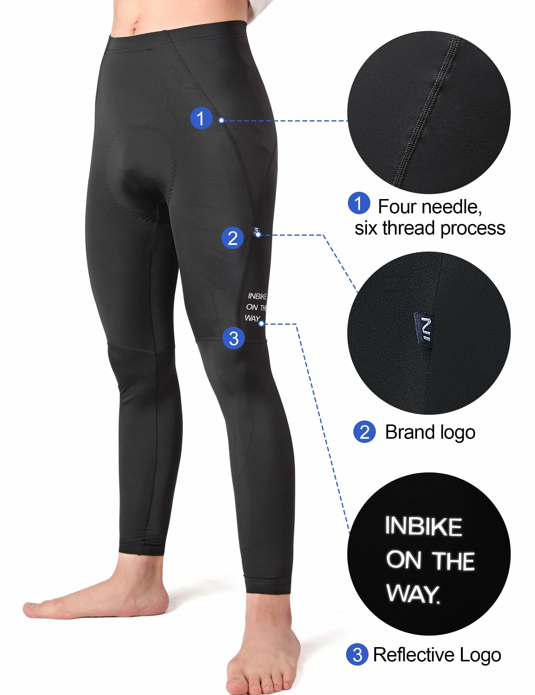 INBIKE Pantaloni Lunghi MTB Pantaloni Ciclista Uomo Pantaloni Ciclismo con Fondello Pantaloni Enduro Uomo Traspirante Catarifrangenti Aderente