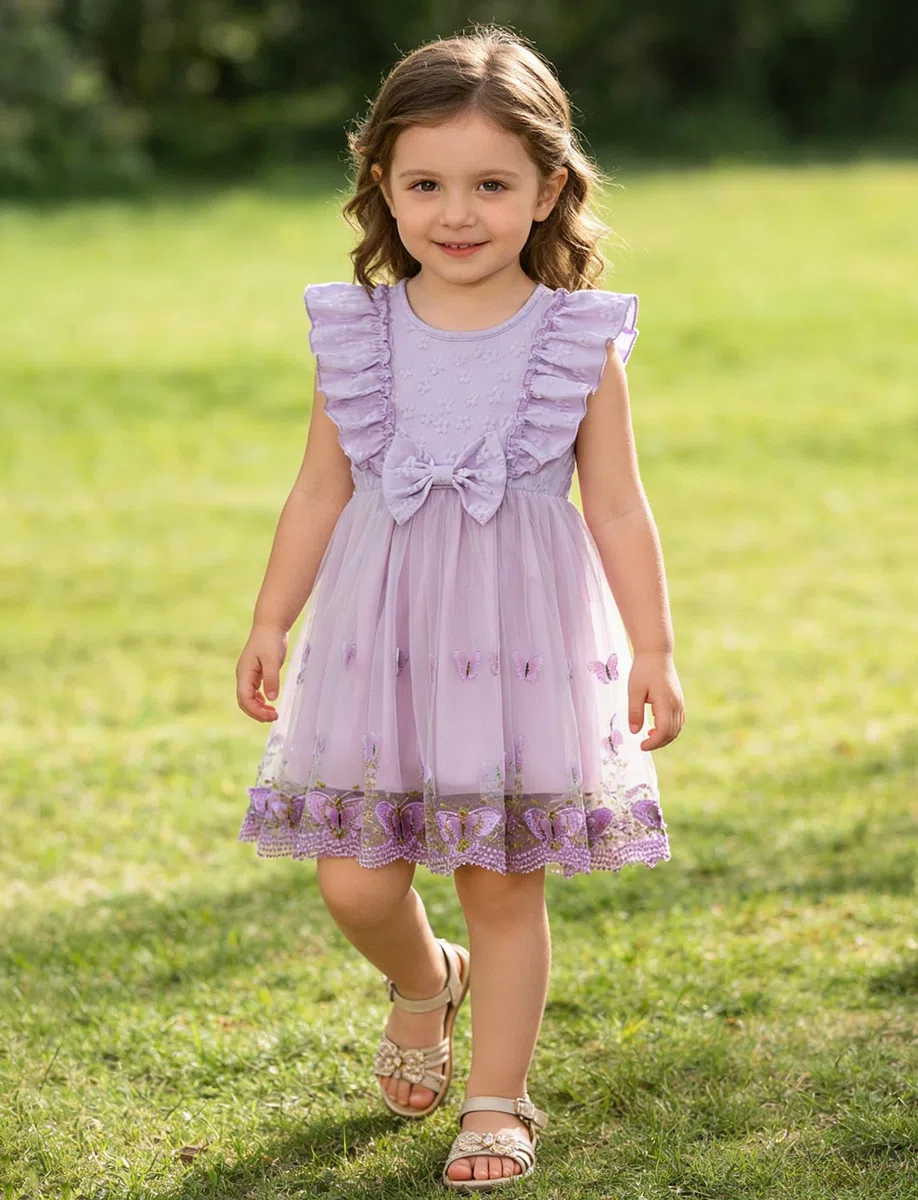 Happy Cherry Abito da principessa per bambini, a maniche corte, per battesimo, matrimonio, compleanno, 9 mesi – 3 anni