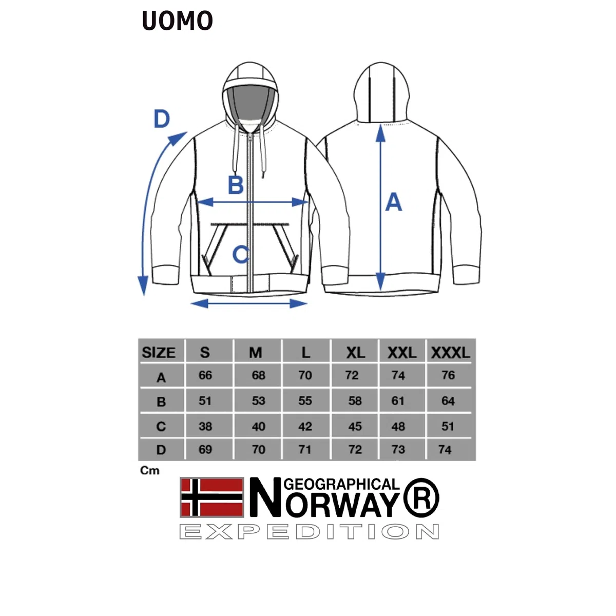 Geographical Norway GYMCLASS - Felpa con cappuccio e tasca a marsupio da uomo, con logo della marca e maniche lunghe