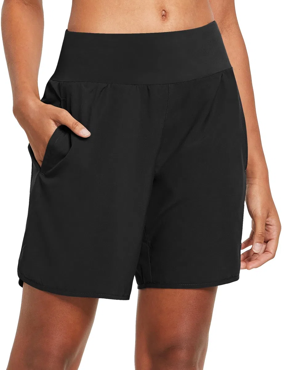 baleaf Pantaloncini da Corsa Vita Alta Pantaloncini Sportivi Donna con Slip Interni Tasca Posteriore Cerniera