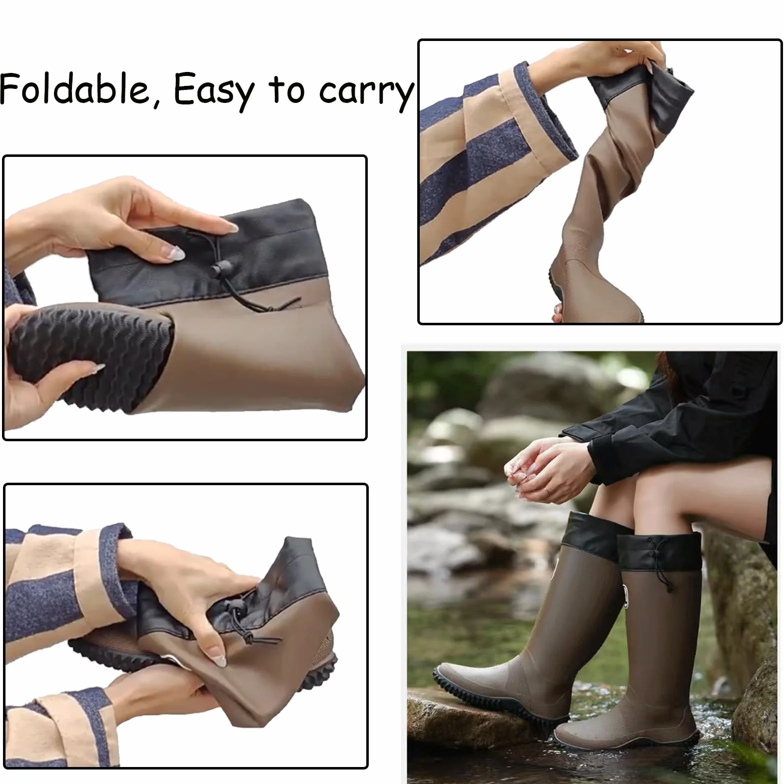 Lvptsh Stivali da Pioggia Donna Uomo Pieghevoli Stivali Gomma Impermeabile Stivali da Giardino Scarpe Pioggia Antiscivolo