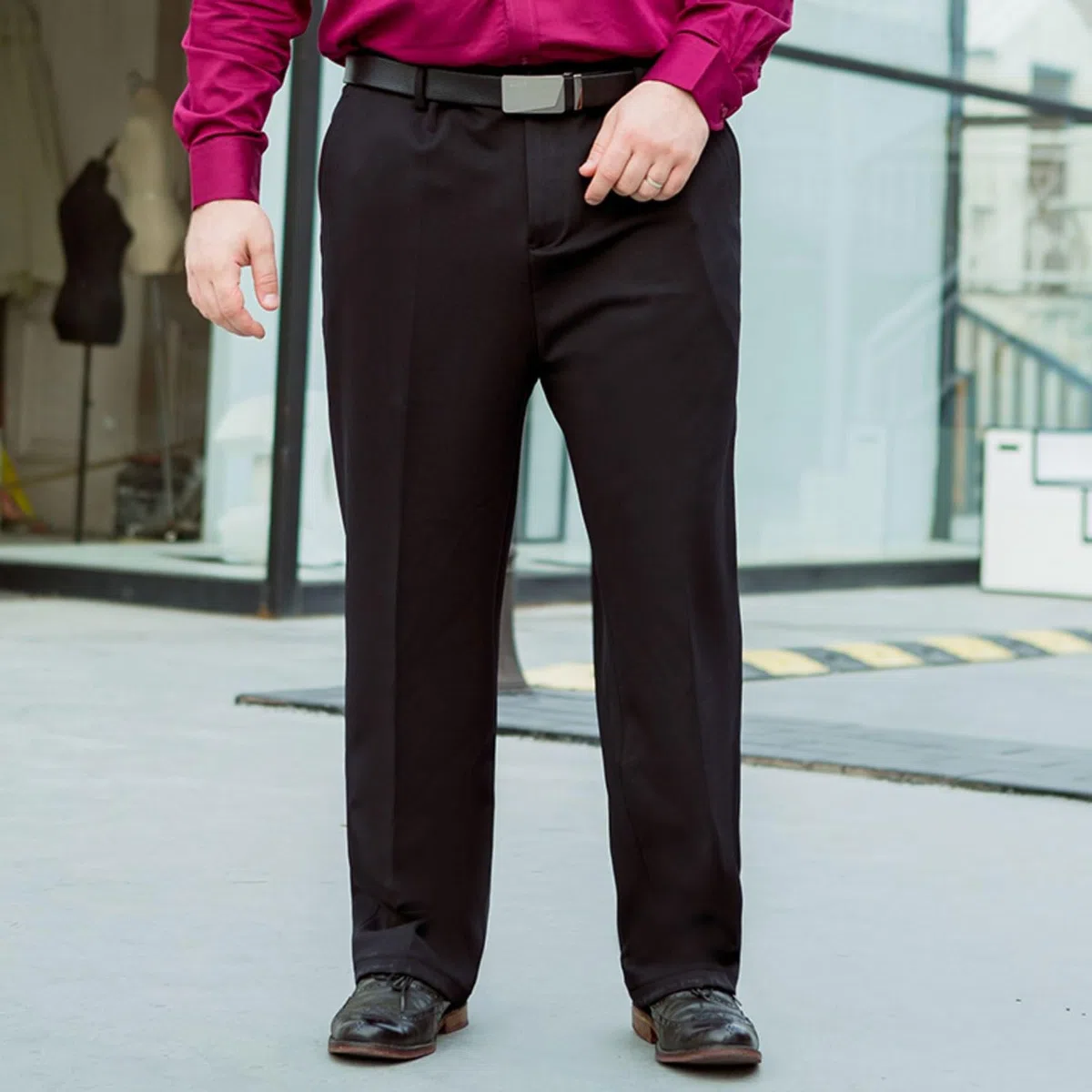 Pantalone Da Uomo Estivi Per Taglie Forti E Alte, Pantaloni Da Sposo Con Vestibilità Classica E Parte Anteriore Piatta, Pantaloni Business Leggeri