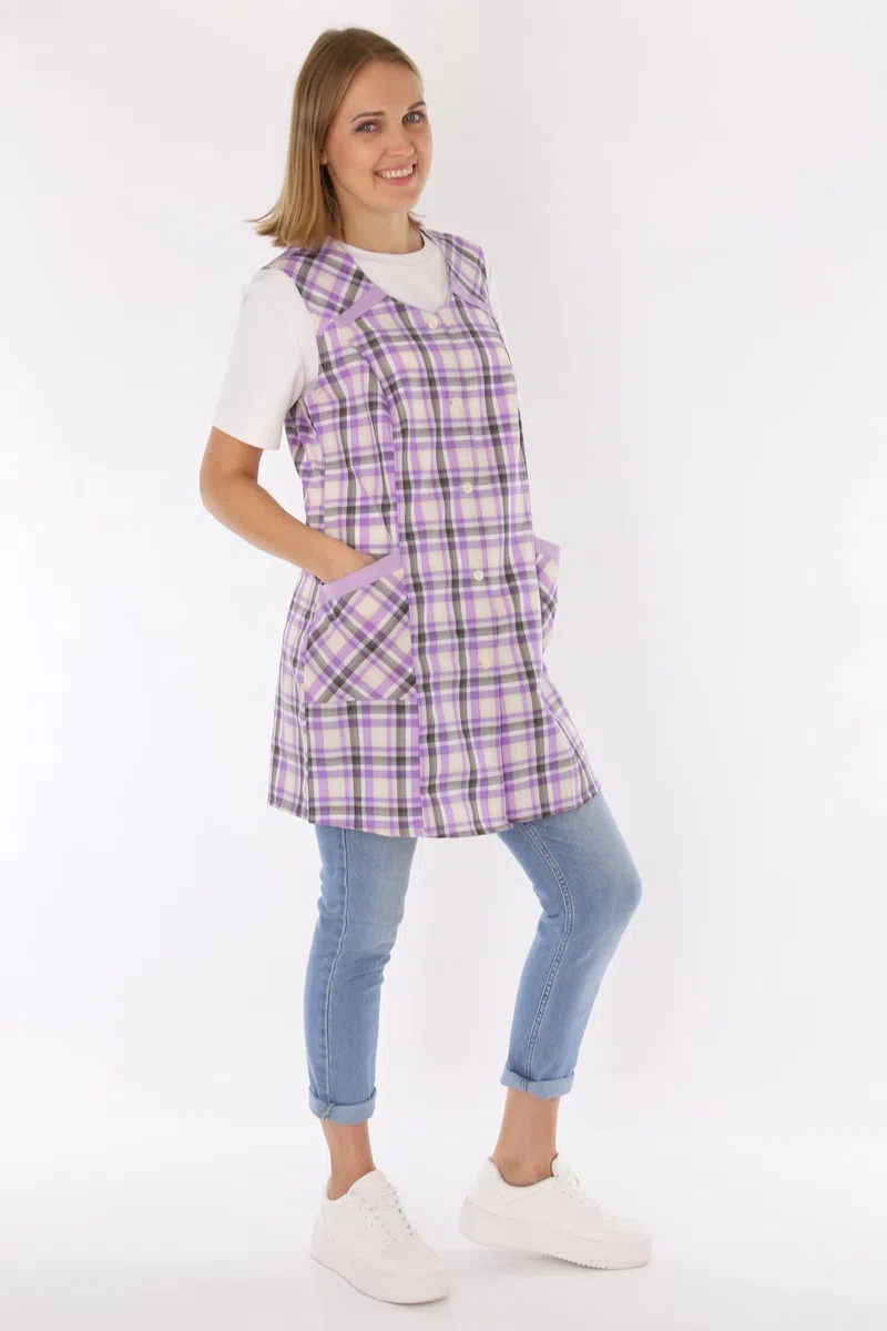 Kasack - Grembiule da cucina da donna, in poliestere e cotone colorato, con maniche corte design 1 52