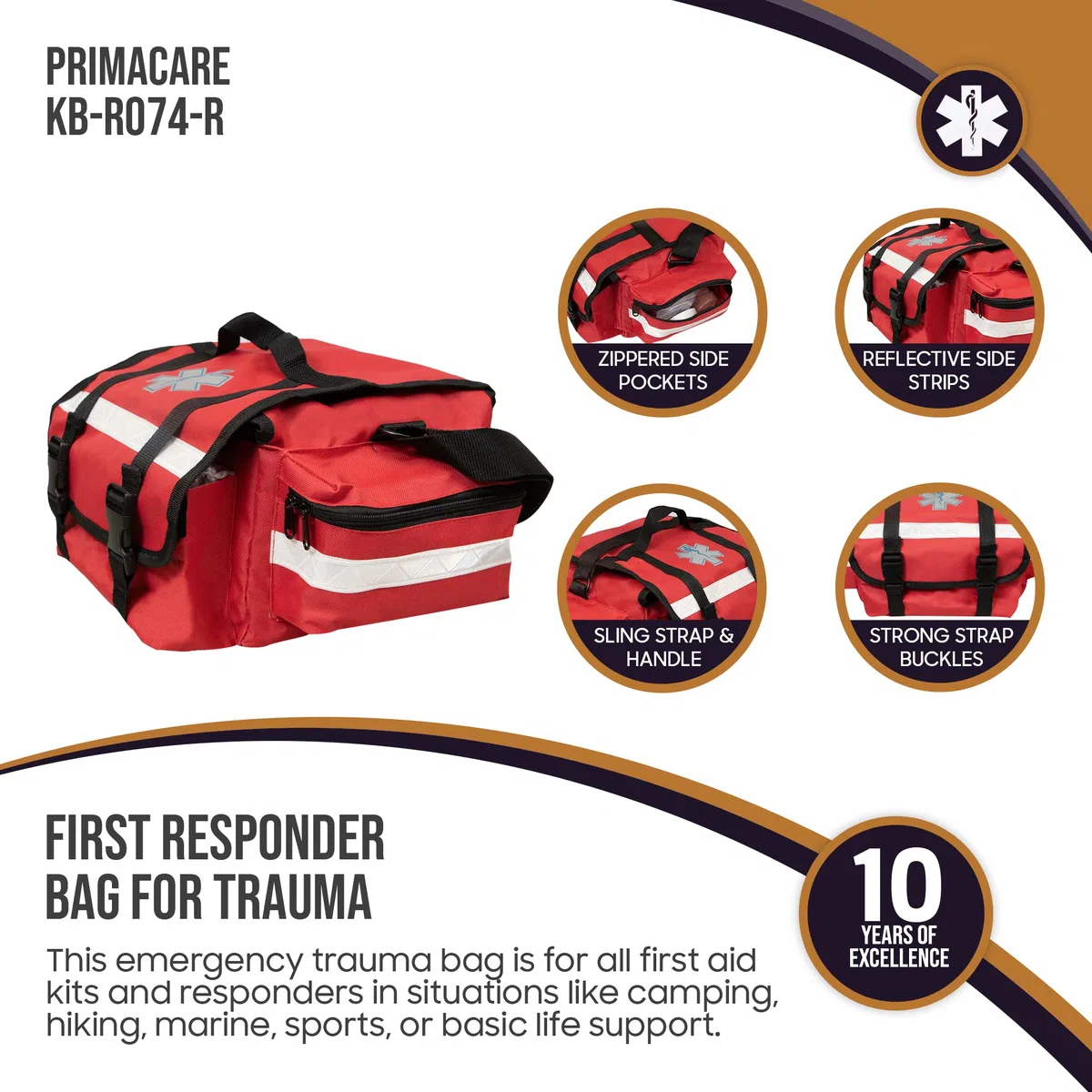 Primacare Medical Supplies KB-RO74 - Borsa per pronto soccorso, 48 x 23 x 18 cm