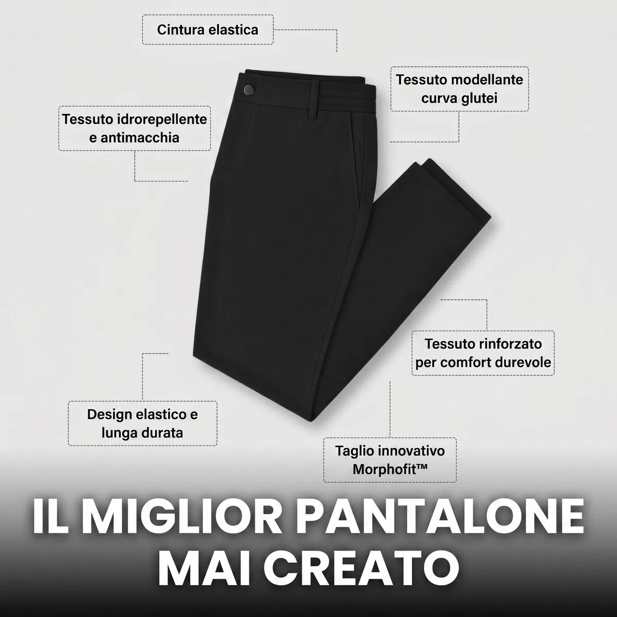 Bellutia Pantalone Elasticizzato MorphoFit, Pantaloni Uomo Elasticizzati Traspirante Slim Fit Pantalone morphofit bellutia Uomo Tessuto Stretch Leggero Senza Stirare Asciugatura Rapida