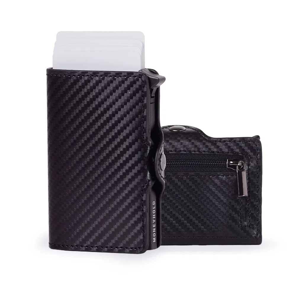 Moneyhold Portafoglio Uomo Slim in Similpelle con Protezione RFID Anticlonazione, Porta Carte di Credito, anche con Portamonete (10 Tessere)