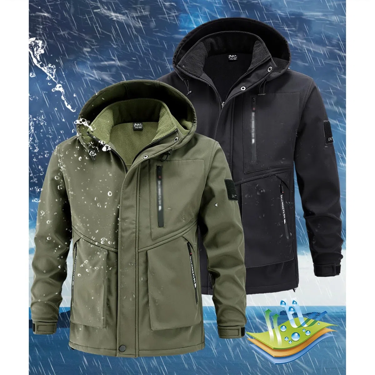 Completo Da Sci Da Uomo In Due Pezzi, Completo Da Sci Con Cappuccio Resistente All'usura Antivento Caldo Da Uomo Set Da 2 Pezzi, Abbigliamento Da Alpinismo Impermeabile Ampio Moda