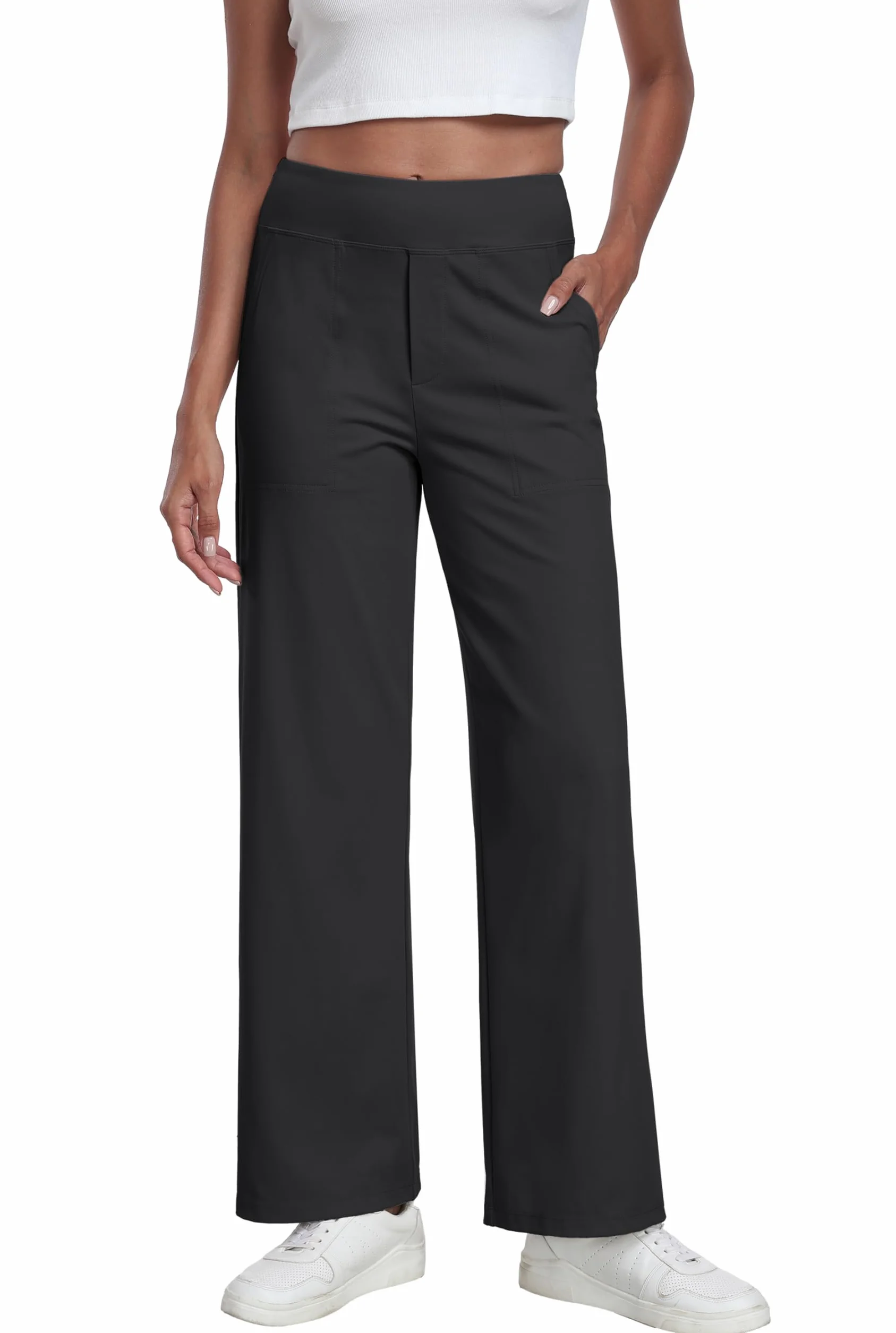 GRECERELLE Palazzo - Pantaloni da donna eleganti, larghi, con tasche