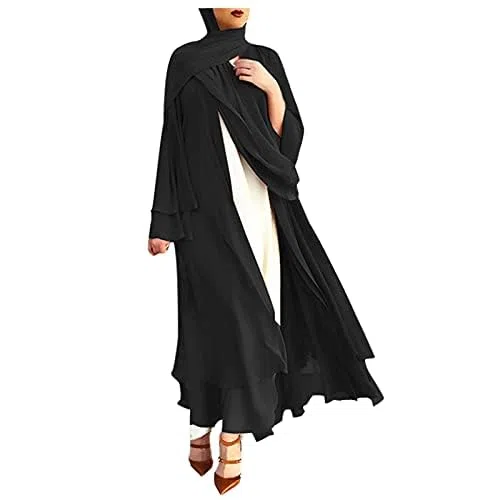 Generisch Abaya Donna Elegante Abbigliamento da preghiera per Donna Burka Hijab Abito Porta Teset Giyim Elbise Musulmano Preghiera Chiffon Abito Aperto Abaya Dubai Turchia Islam Caftano Eid Robe